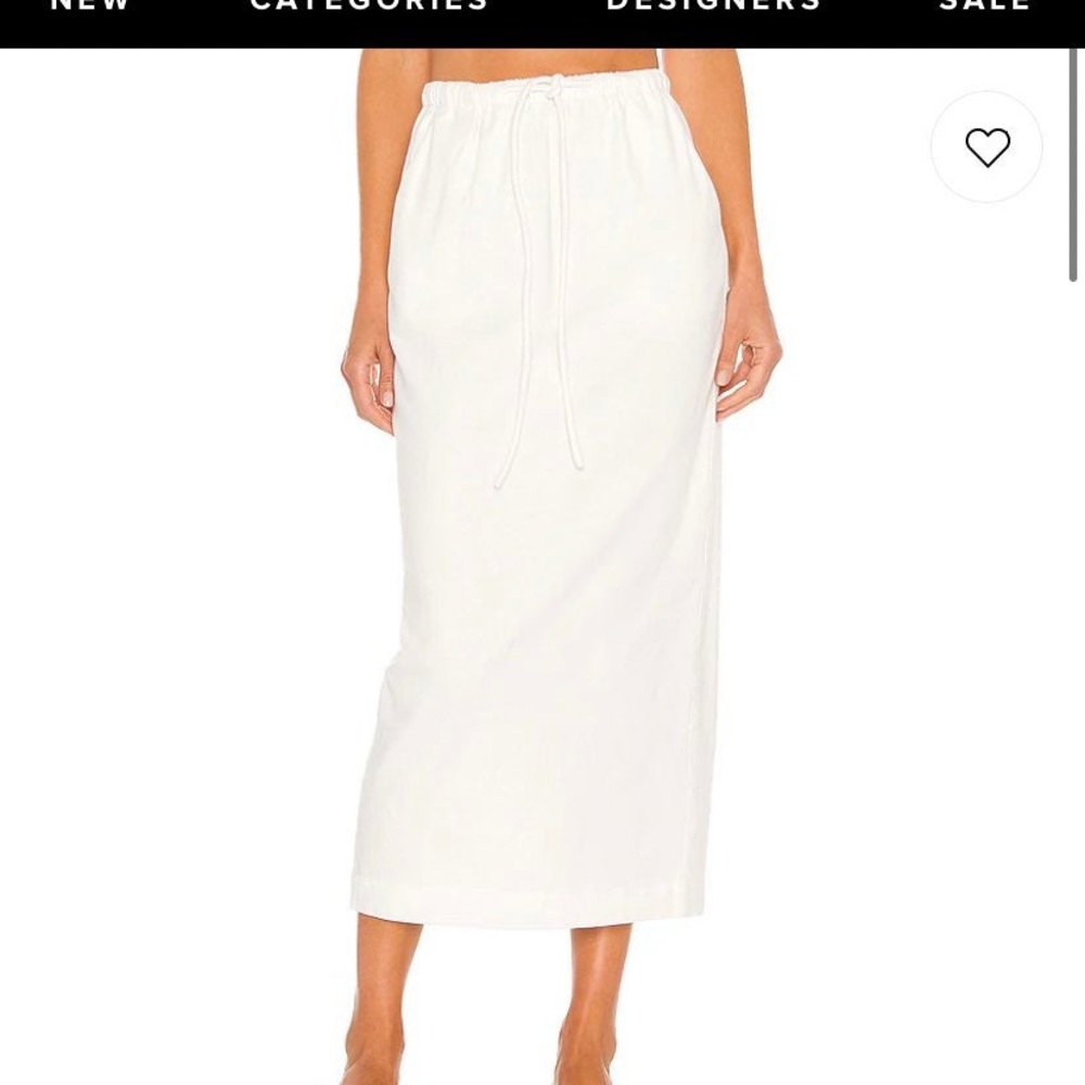 L’Academie white linen midi skirt